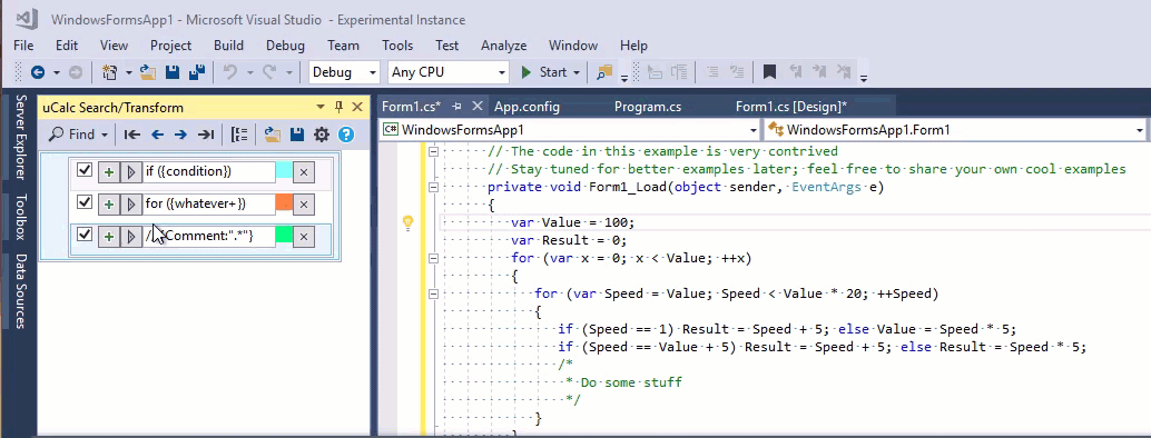 uCalc Visual Studio Extension screenshot
